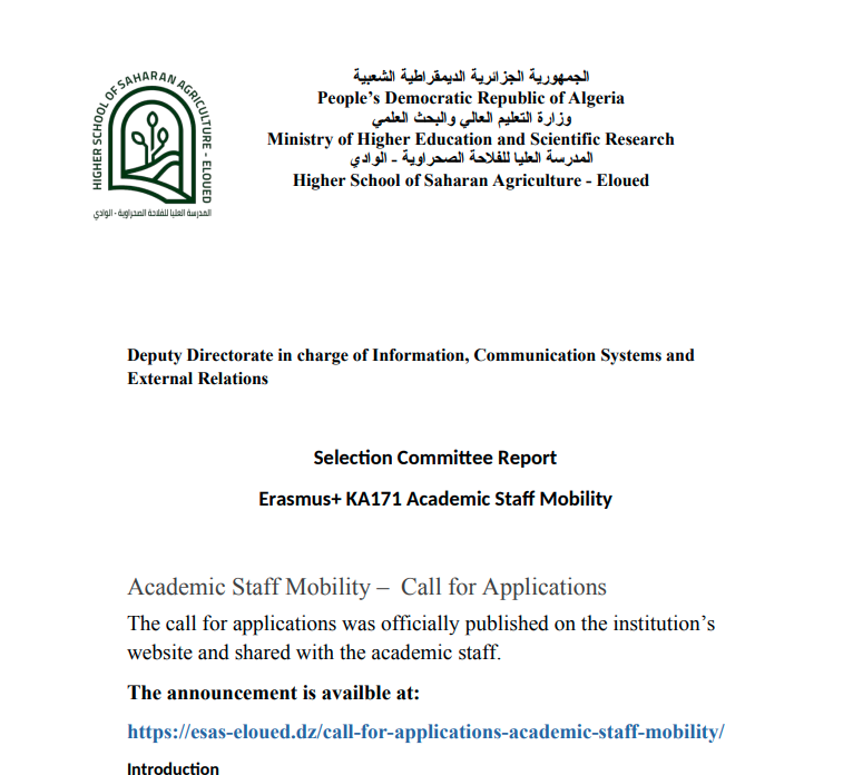 Selection results of the Erasmus+ mobility program
