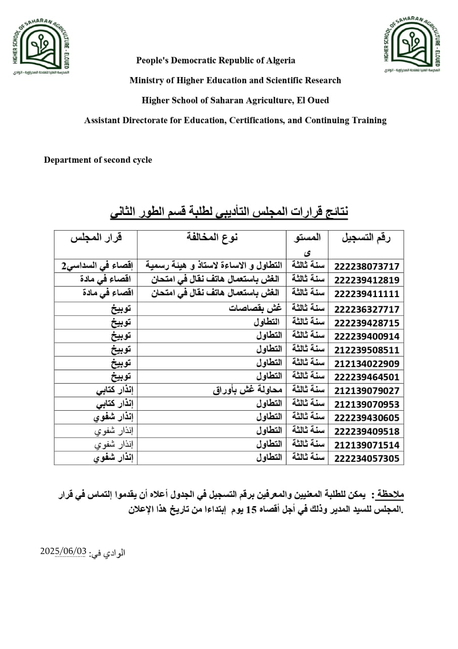 المجلس التأديبي القسم التحضيري