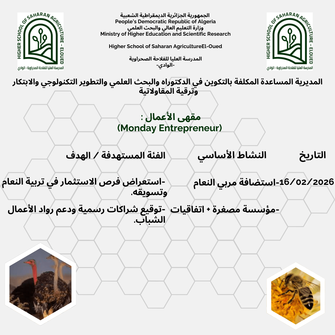 مقهى أعمال تربية النعام16 فيفري 2026